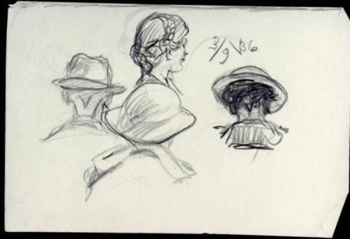 Untitled (studies of heads) (R); Untitled (study of head) (V)