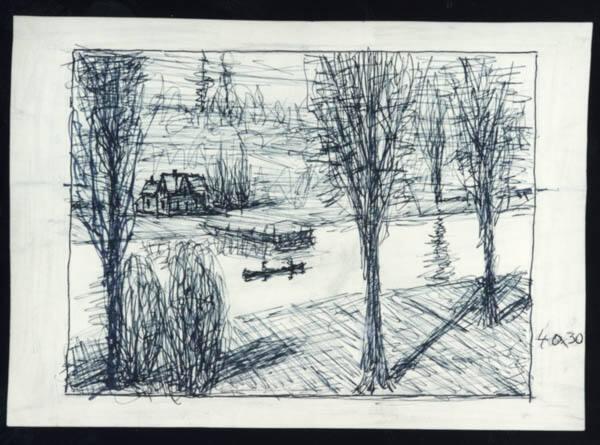 Untitled (canoe in landscape)