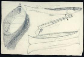 Untitled (canoes, fish, rifle) (R); Untitled (sketches) (V)