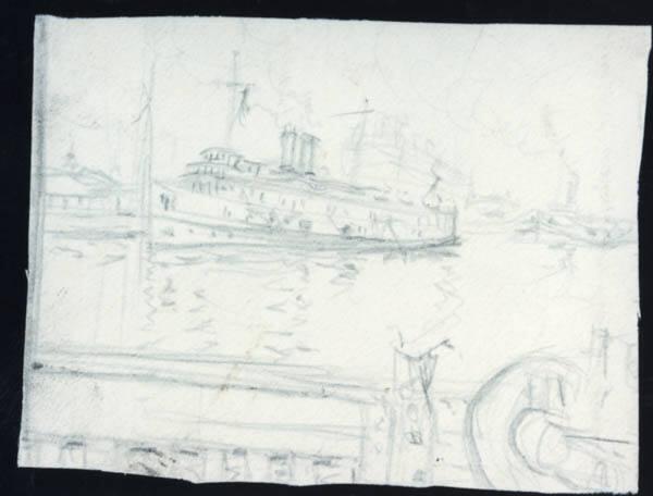 Untitled (ship and wharf)