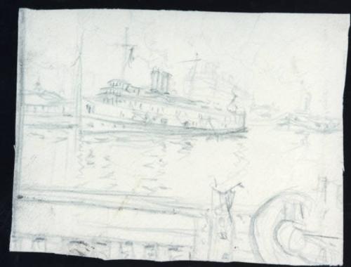 Untitled (ship and wharf)