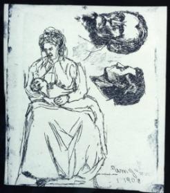 Untitled (study of a woman nursing and a man's head)
