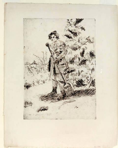 Woman Sweeping Snow