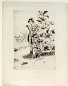 Woman Sweeping Snow