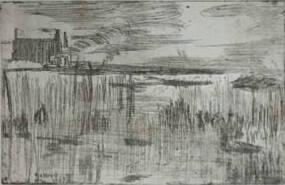 Boat and Swamp Tiffin Elevator (R); Nude Figure at Beach (V)