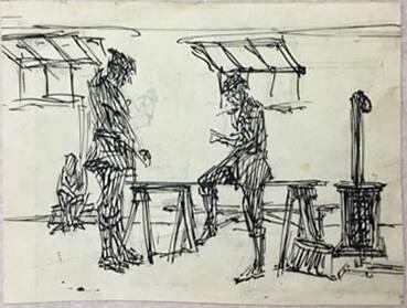 Untitled (interior with two soldiers)