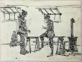 Untitled (interior with two soldiers)