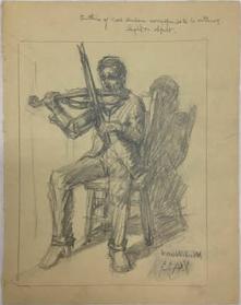 Untitled (violinist) (R); Untitled (page of sketches) (V)