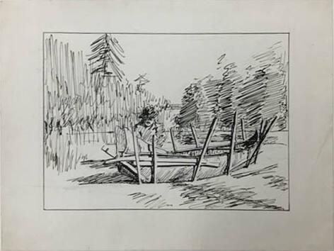Untitled (man building a canoe) (R); Untitled (violinist) (V)