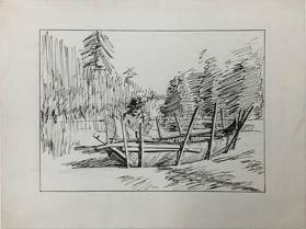 Untitled (man building a canoe) (R); Untitled (violinist) (V)