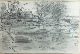 Untitled (landscape with house)